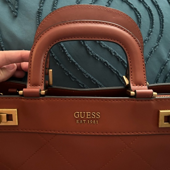 Guess Quilted Tan Satchel - Picture 2 of 9